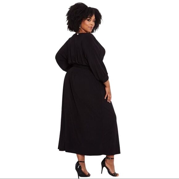 Ashley Stewart Black Empire Waist Dress - Picture 2 of 11
